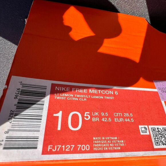 Nike Free Metcon 6 Mens Size 10.5 Light Lemon Twist Cement Grey Black FJ7127-700 main image 8